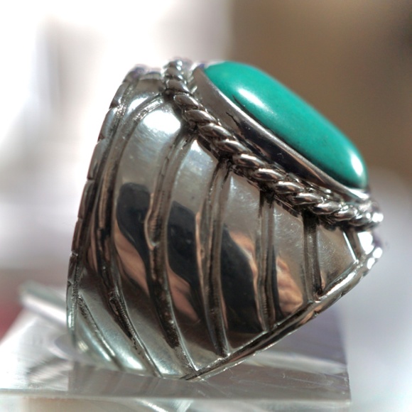 Lucas LaMeth Vintage Sterling & Turquoise Ring SZ6 - Picture 5 of 5
